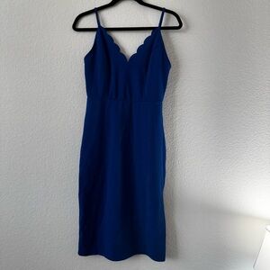 Socialite Blue Scalloped Midi Dress Size Medium